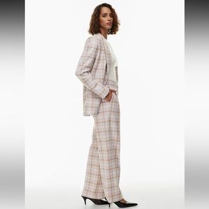 Aritzia Wilfred Effortless Pant sz0 lavender plaid New w/o Tags